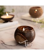 Hand Carved Jumbo Coconut Shell Candleholder - Exotic