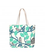 Sparrows Printed Cotton Tote Bag - Natural