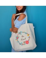 Be Kind Printed Cotton Tote Bag - Natural