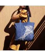 Fascinating Jellyfish Printed Cotton Tote Bag - Blue