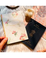 Cotton Canvas Vintage Floral Passport Cover - Cream, Floral Print