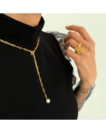 Handcrafted 22k Gold Plated Brass Bosslady Long Chain - Golden