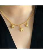 Handcrafted 22k Gold Plated Brass Stars of Heaven Neckchain - Golden