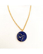 Handcrafted 22k Gold Plated Brass Zodiac Necklace - Blue & Golden