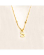 Handcrafted 22k Gold Plated Brass Initials Necklace - Golden, Letter S