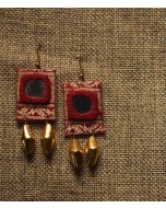 Upcycled Ambari Magenta Red Handmade Mirror Earrings 
