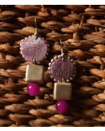 Upcycled Ambari Baby Pink Silver Handmade Earrings 
