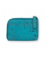 Aki Compact Wallet, Made from Cork - Turquoise