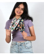 Tote Scarf - Vine blossoms and Floral geometry - 2 in 1 design, Made from Recycled PET