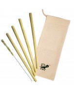 Green On The Go Cutlery Kit with Bamboo Straw in Roll-Up Pouch