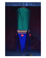Blue Green Handloom Khun Fabric Lantern cum Bag