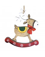 Wooden Reindeer on a Rocker Ornament