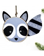 Wooden Raccoon Slice Ornament - Black