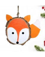 Wooden Fox Slice Ornament - Orange