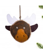 Wooden Reindeer Slice Ornament - Brown
