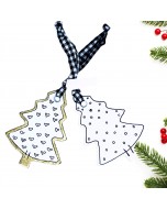 Xmas Tree Ornament|Made from Recycled Paper Clay - White, Pack of 2