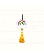 Rainbow Bauble with Tassel Ornament|Made from Recycled Paper Clay - White
