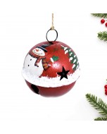 Metal Round Bell Bauble Ornament - Red