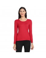 Bamboo Fabric Women's Full Sleeve T-Shirt - Red, Size S