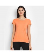 Women's Organic Bamboo Fabric Half Sleeve T-Shirt - Papaya, Size XL