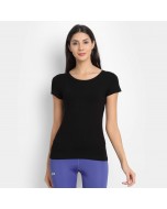 Women's Organic Bamboo Fabric Half Sleeve T-Shirt - Black, Size S