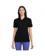 Women's Organic Bamboo Fabric Polo T-Shirt - Black, Size L