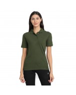 Women's Organic Bamboo Fabric Polo T-Shirt - Olive, Size L