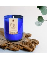 Upcycled Beer Bottle Eucalyptus Soy Wax Candle - Blue, 250 grams