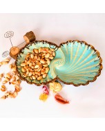 Handmade Ceramic Double Shell Platter - Turquoise