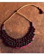 Upcycled Chandrika Magenta Green Halfmoon Neckpiece 