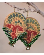 Upcycled Olive Block Printed Handmade Earrings