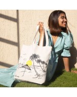 Sea La Vie Printed Cotton Tote Bag - Natural