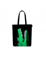 Hungry Crocs Printed Cotton Tote Bag - Black