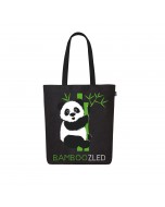 Bamboozled Panda Printed Cotton Tote Bag - Black, Medium