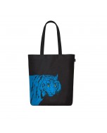 Tiger Printed Cotton Tote Bag - Black