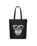 Chimp Life Printed Cotton Tote Bag - Black