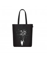 Fly Me to Space Printed Cotton Tote Bag - Black