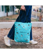 Waddle We Do Organic Cotton Tote Bag - Blue