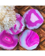 Handcrafted Agate Coaster - Pink, Pack of 4