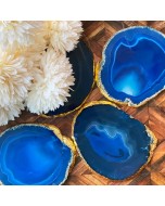 Handcrafted Agate Coaster - Blue, Pack of 4