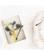Eco-printed Handmade Journal - Hibiscus Vase Print , Blue & Yellow