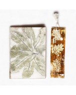 Eco-printed Journal and Bookmark - Castor Print, Olive Green & Rustic Red