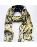 Hand Loom & Eco-printed Kala Cotton Stole - Green & Off White