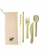 Green - On-The-Go Cutlery Kit (Bamboo Straw)