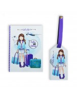 Traveller Chic Gift Set Passport Cover + Luggage Tag - Purple & Mint