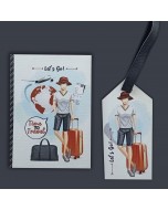 Traveller Dude Gift Set Passport Cover + Luggage Tag - Dark Grey & Orange