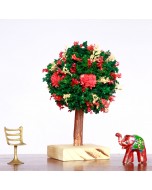 Handcrafted Green Fruit Tree with Wooden Stem and Base