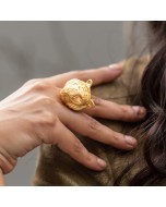 Handmade & Gold Plated Women's Tigris Ring - Golden