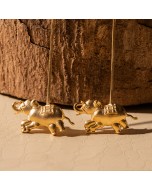 Handmade Brass & Gold Plated Gajendra Earrings - Golden