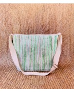 Handwoven Jhola Tote, Made from Upcycled Plastic, Green & Silver